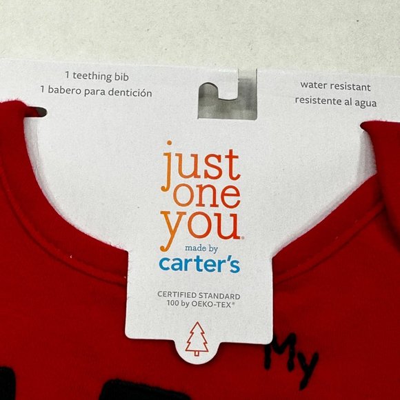 Carter's Just One You Baby Teething Bib My First Visit From Santa Red New - Picture 6 of 7